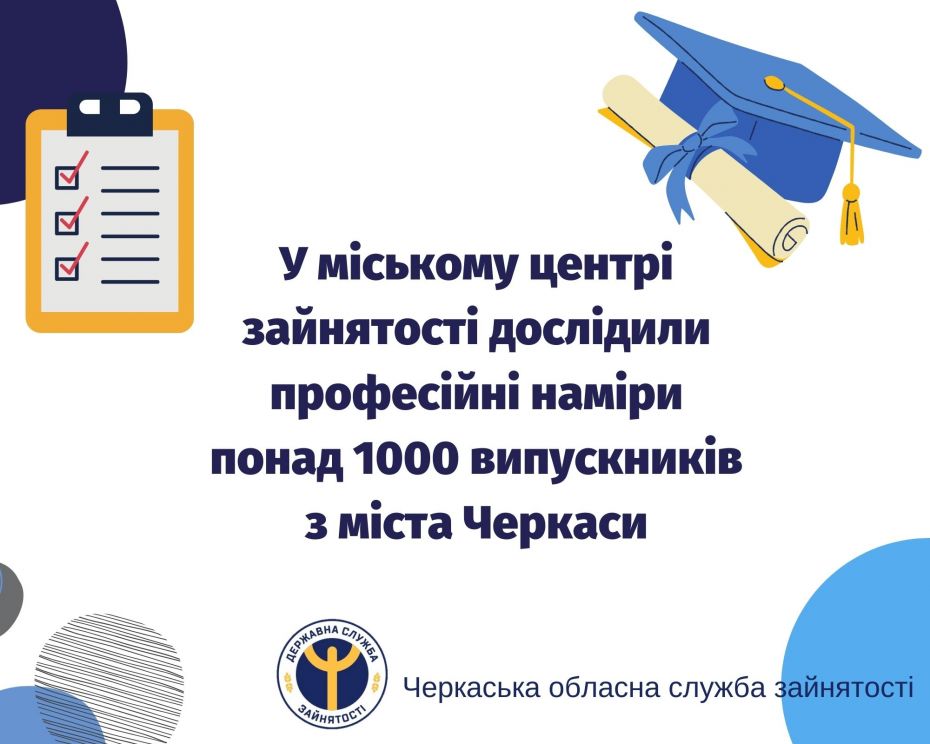 У міському центрі зайнятості дослідили професійні наміри понад 1000 випускників з міста Черкаси