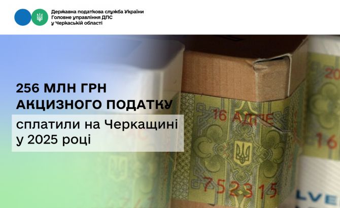 256 млн грн акцизного податку сплатили на Черкащині у 2025 році