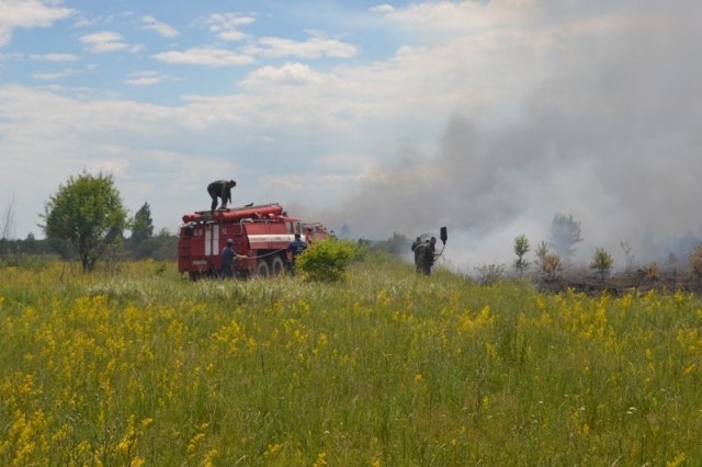 На фото – гасіння пожежі в «Чорнобильській пущі»