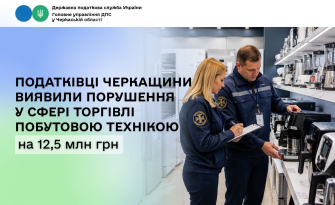 Податківці Черкащини виявили порушення у сфері торгівлі побутовою технікою на 12,5 млн грн
