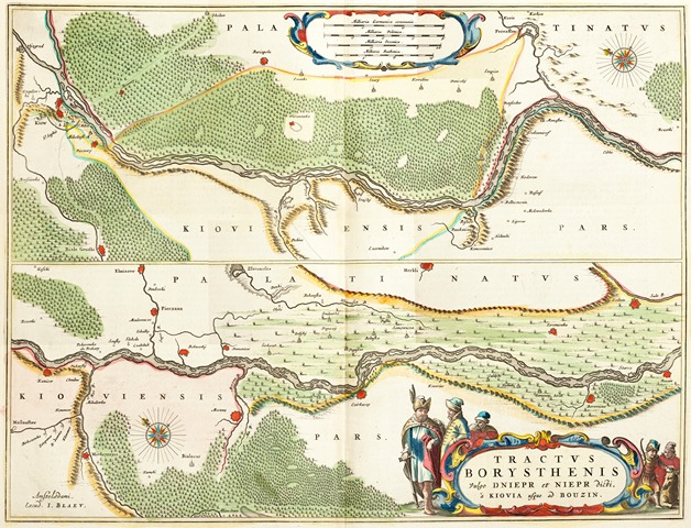 Подорожуючи у 1639 році вздовж Дніпра, Гійом Боплан склав, крім усього іншого, й докладну карту його течії. Вперше «Tractus Borysthenis» були анонімно публіковані у 1662 року в Амстердамі