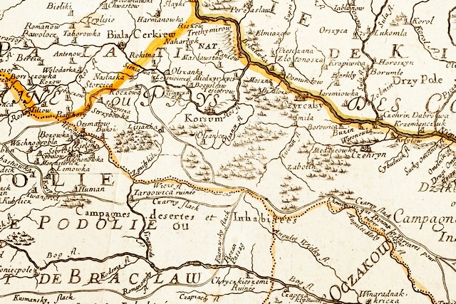 Фрагмент карти Гійома Сенсона (http://vkraina.com/ua/maps#1674)