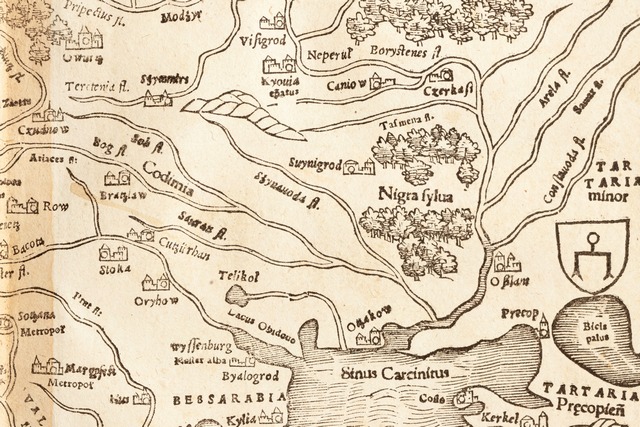 Черкаси, Канів і Звенигород на карті Себастяна Мюнстера (http://vkraina.com/ua/maps#1550_3)