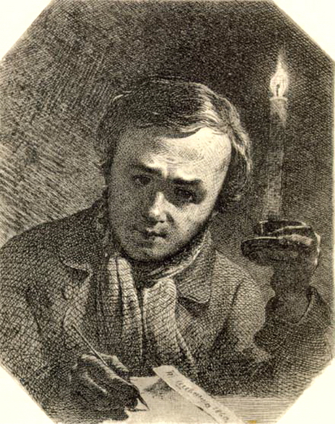 Автопортрет зі свічкою. 1860. Папір, офорт, акватинта